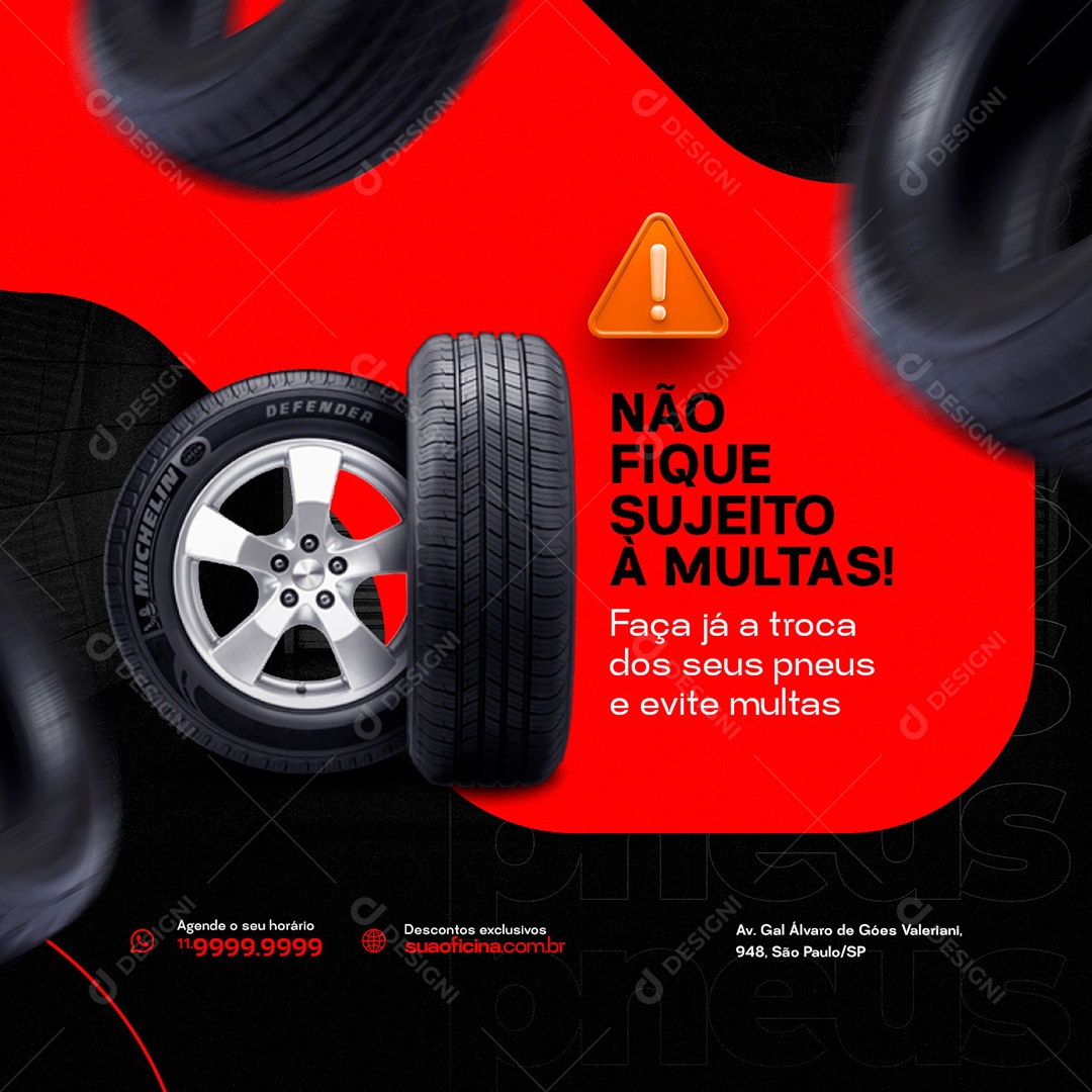 Não Fique Sujeito à Multas Oficina Mecânica Social Media PSD Editável