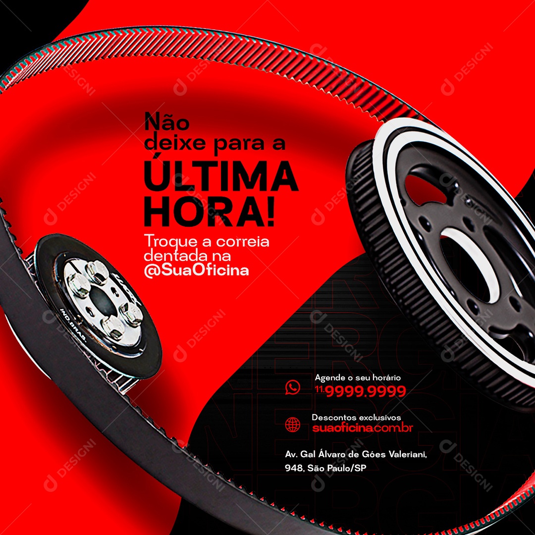 Não Deixe para a Última Hora Oficina Mecânica Social Media PSD Editável
