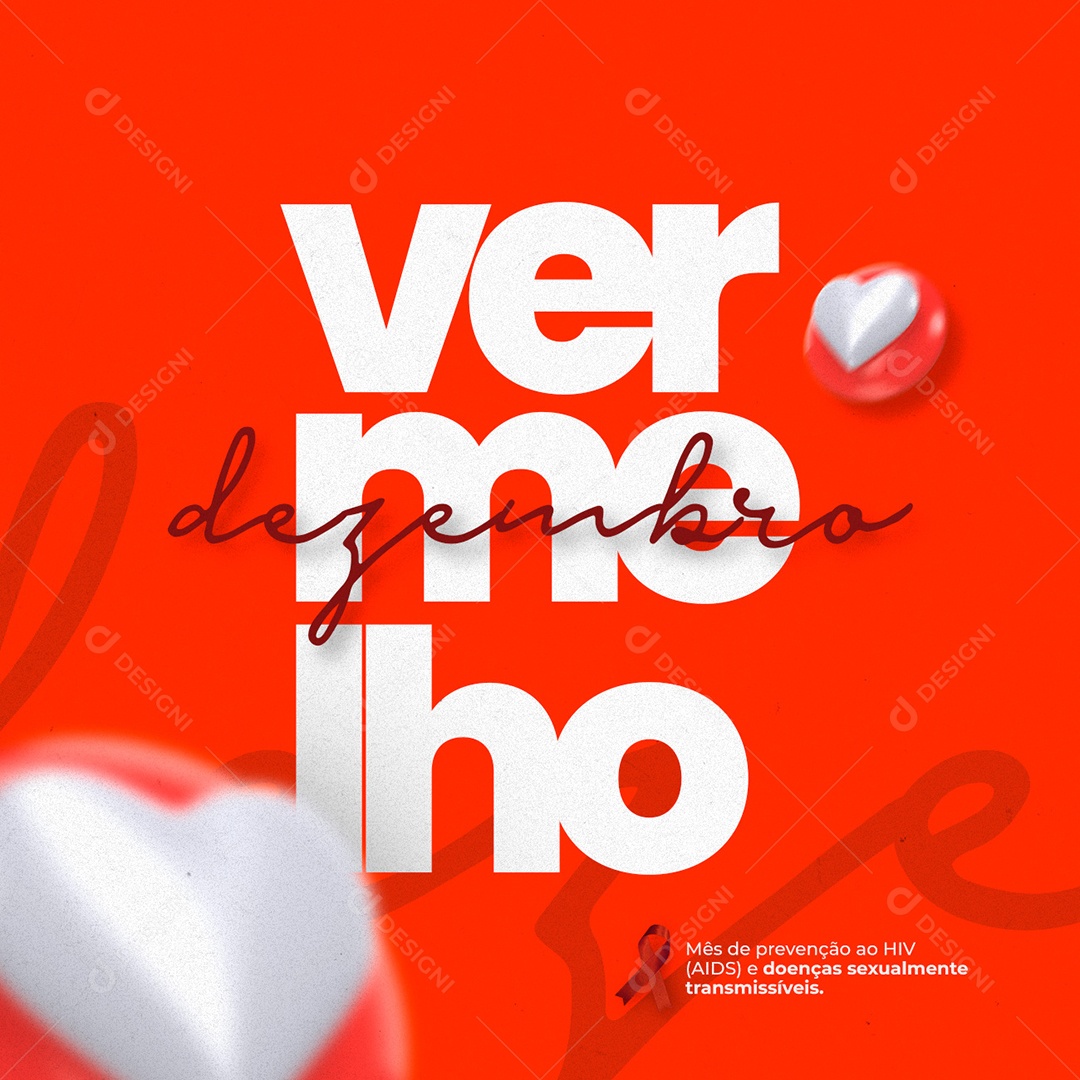 Mês de Prevenção ao HIV Aids Dezembro Vermelho Social Media PSD Editável