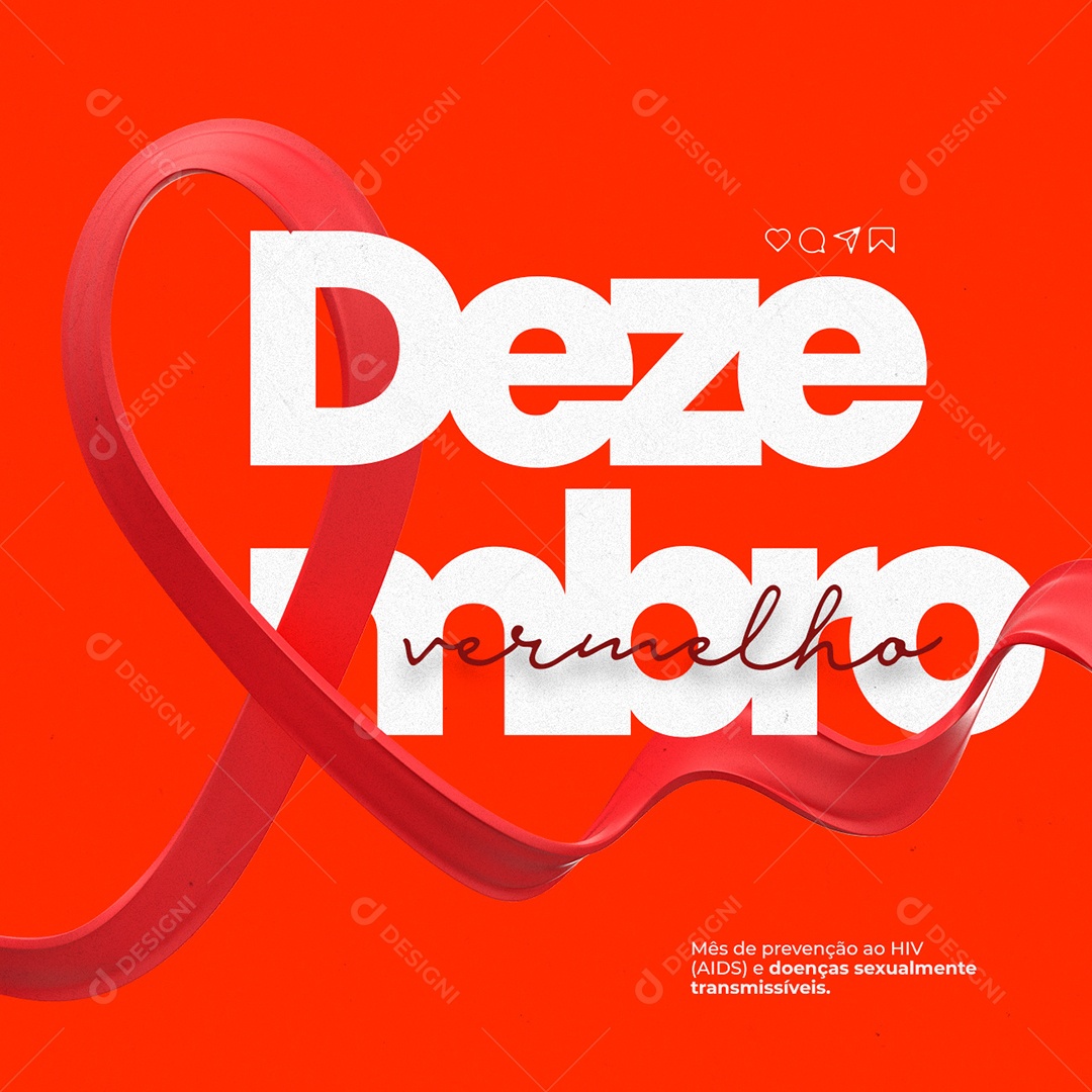 Mês de Prevenção ao HIV Aids Dezembro Vermelho Social Media PSD Editável