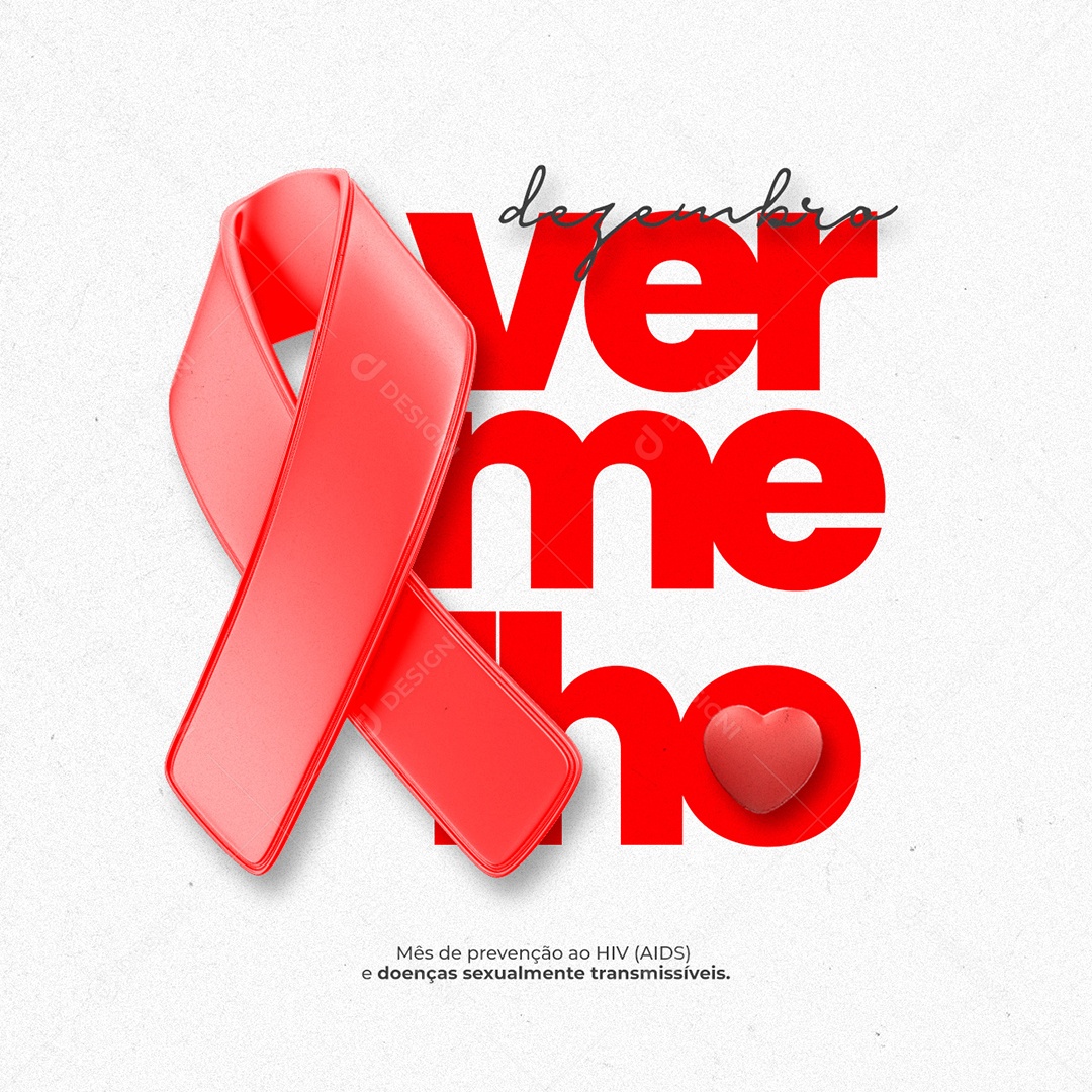 Mês de Prevenção ao HIV Aids Dezembro Vermelho Social Media PSD Editável
