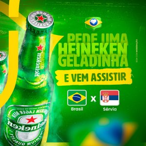 Pede uma Heineken Geladinha e Vem Assistir Cervejaria Copa Mundo Social Media PSD Editável