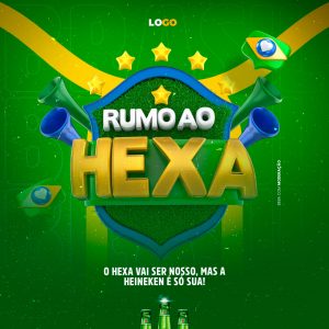 Rumo ao Hexa Cervejaria o Hexa vai Ser Nosso Social Media PSD Editável