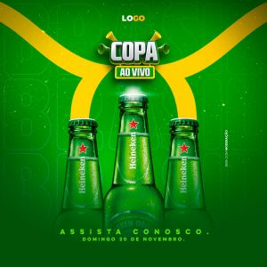 Copa ao Vivo Assista Conosco Cervejaria Copa Mundo Social Media PSD Editável