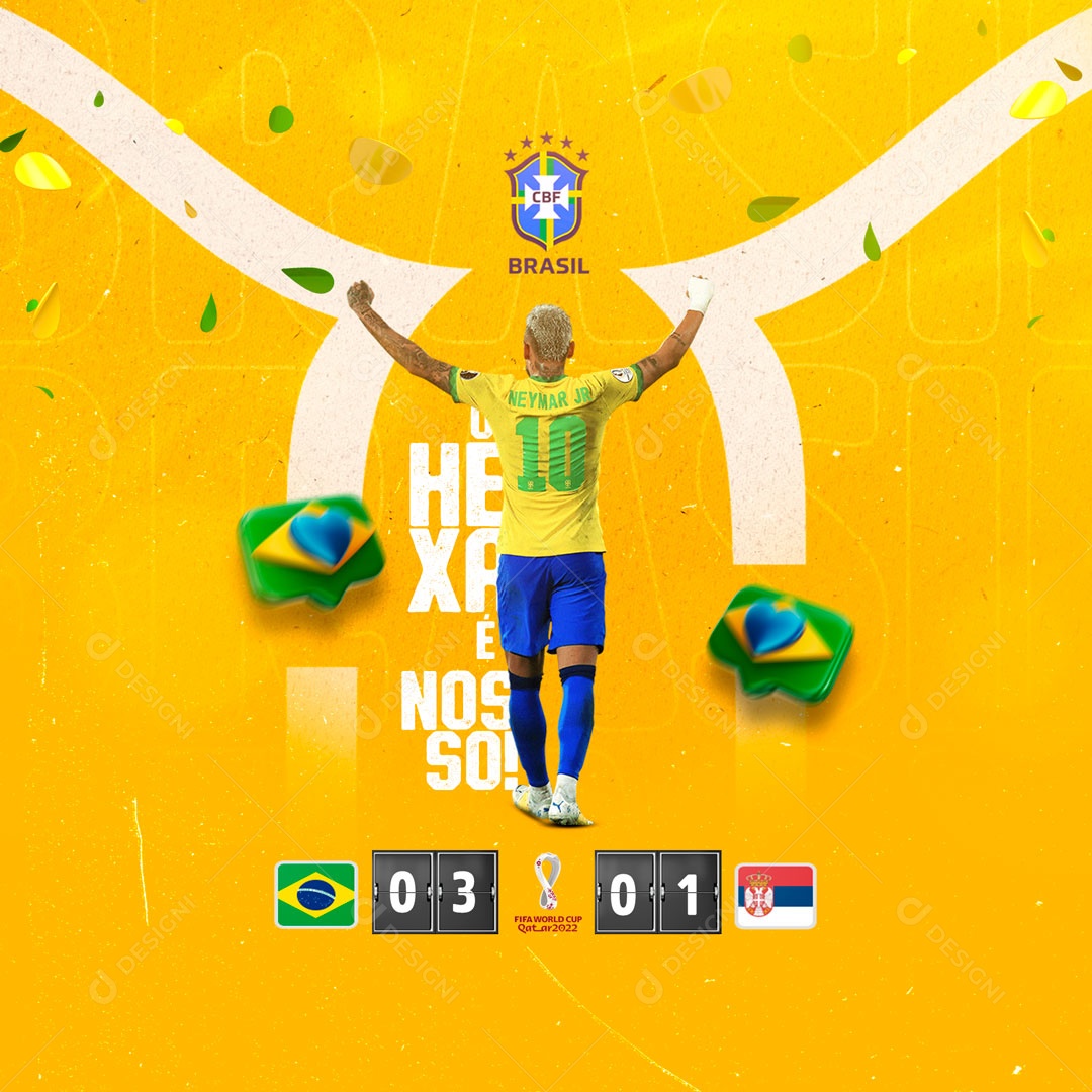 O Hexa é Nosso Futebol Copa Mundo Social Media PSD Editável