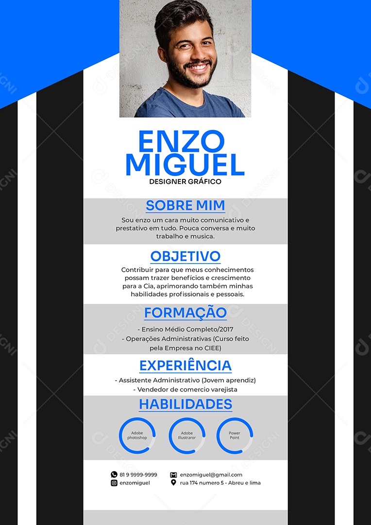 Modelo de Currículo Designer Gráfico PSD Editável