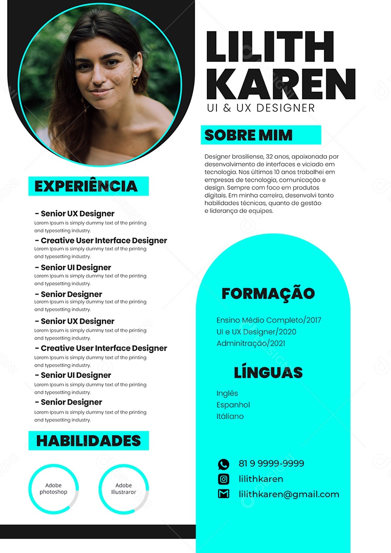 Modelo de Currículo Designer PSD Editável