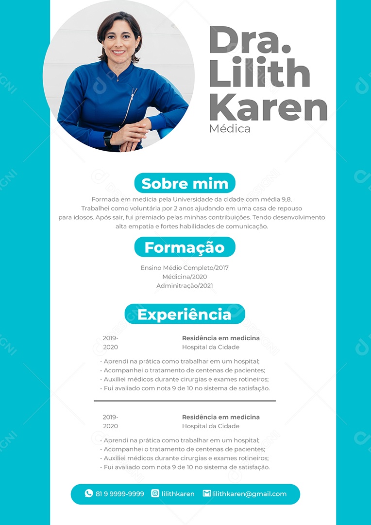 Modelo de Currículo Médica PSD Editável