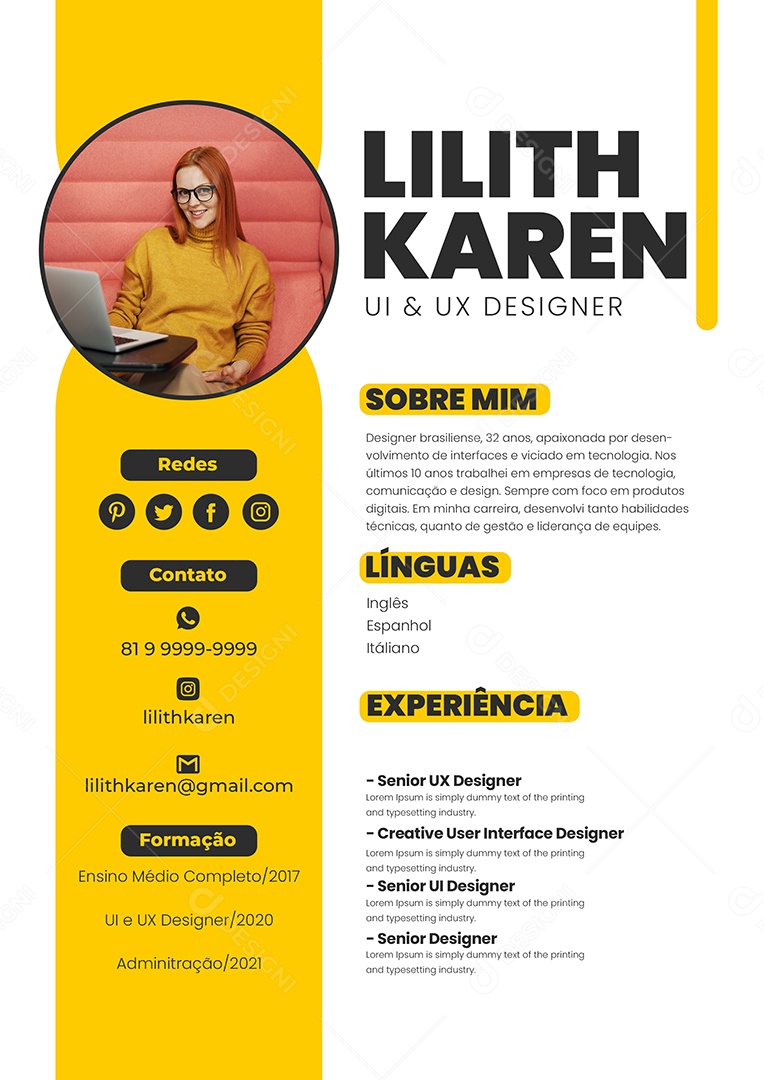 Modelo de Currículo Designer PSD Editável