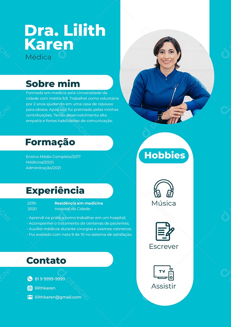 Modelo de Currículo Médica PSD Editável