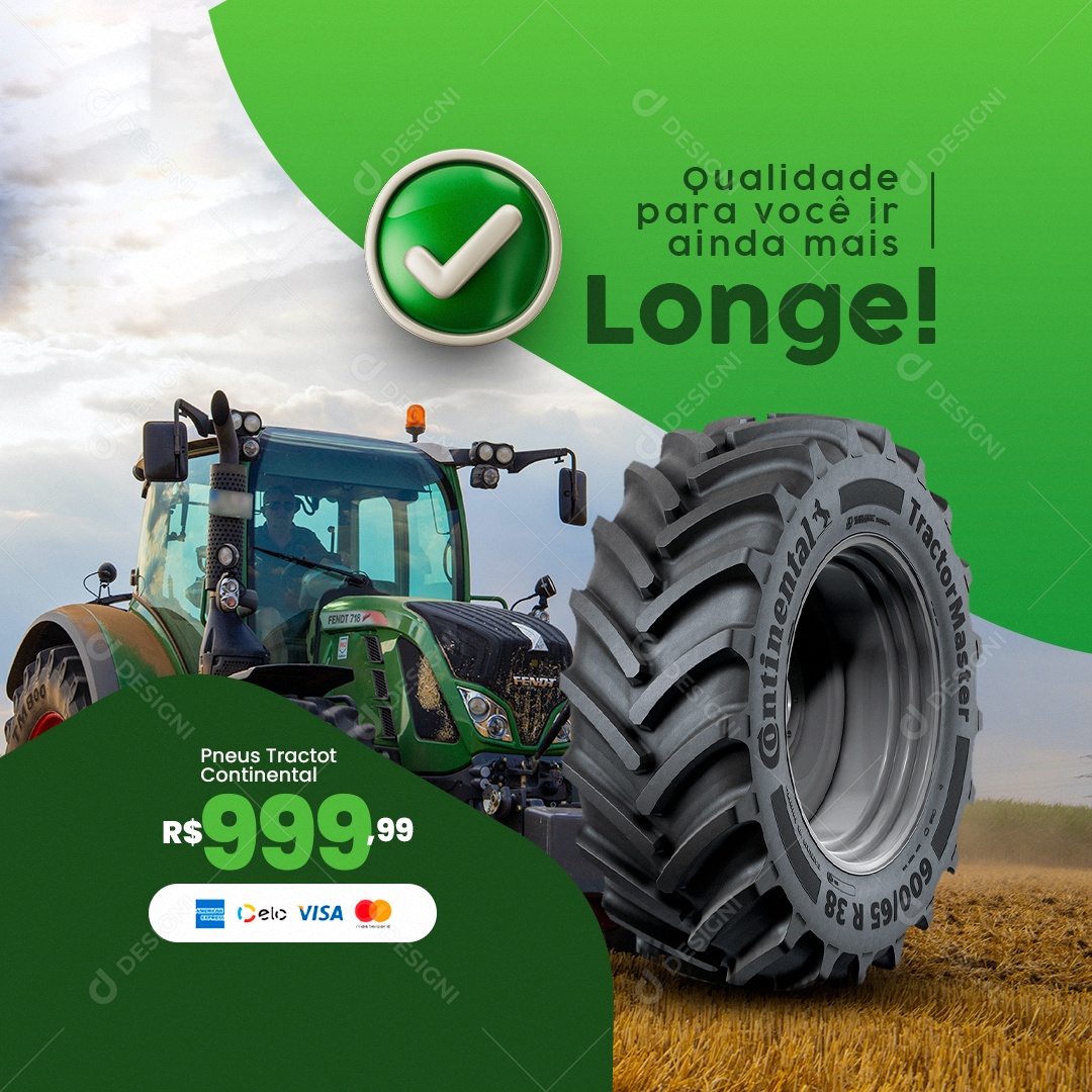 Qualidade para Você ir Ainda Mais Longe Peças Agropecuária Social Media PSD Editável