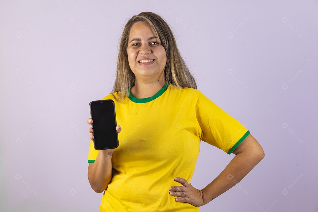 Linda Mulher jovem brasileira torcedora copa do mundo Futebol
