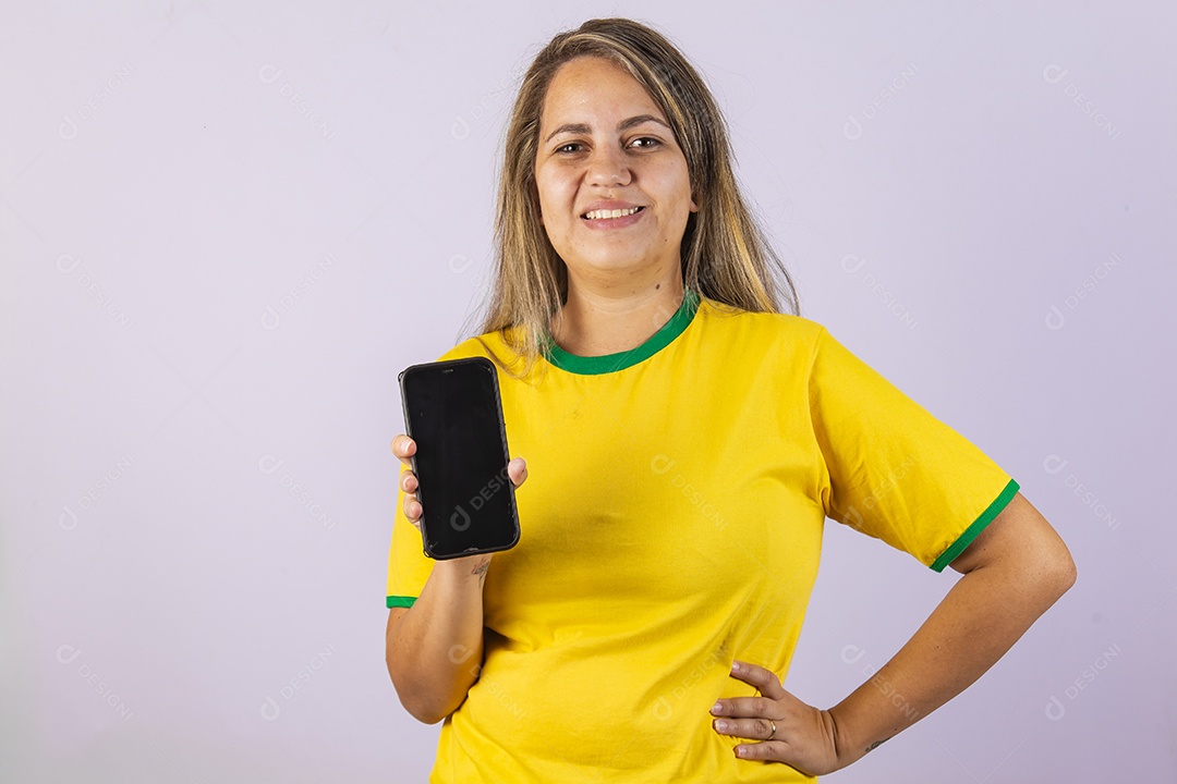Linda Mulher jovem brasileira torcedora copa do mundo Futebol