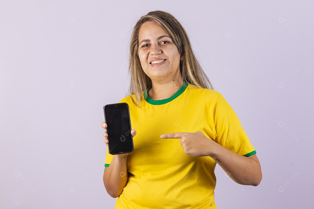 Linda Mulher jovem brasileira torcedora copa do mundo Futebol