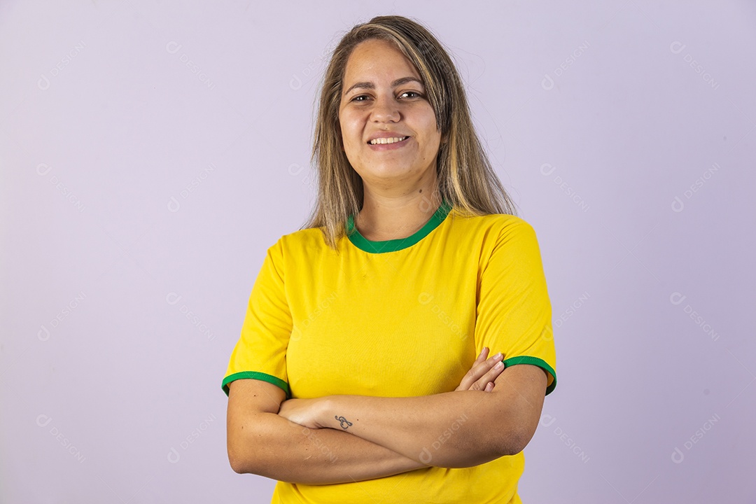Linda Mulher jovem brasileira torcedora copa do mundo Futebol