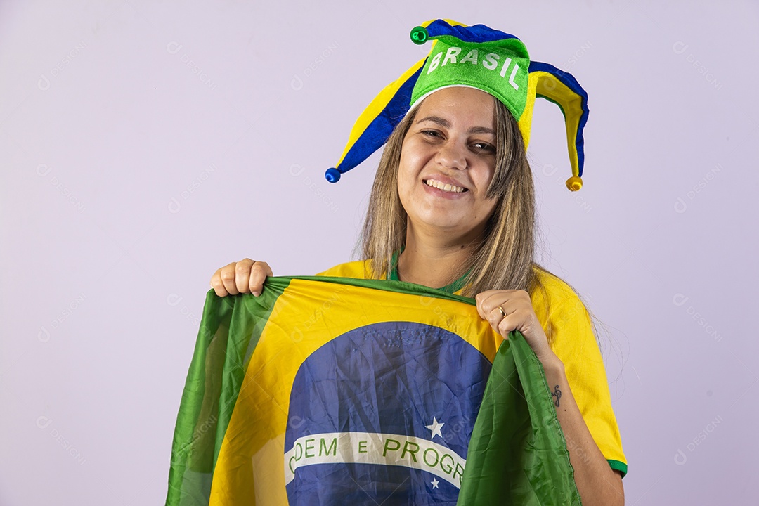 Linda Mulher jovem brasileira torcedora copa do mundo Futebol