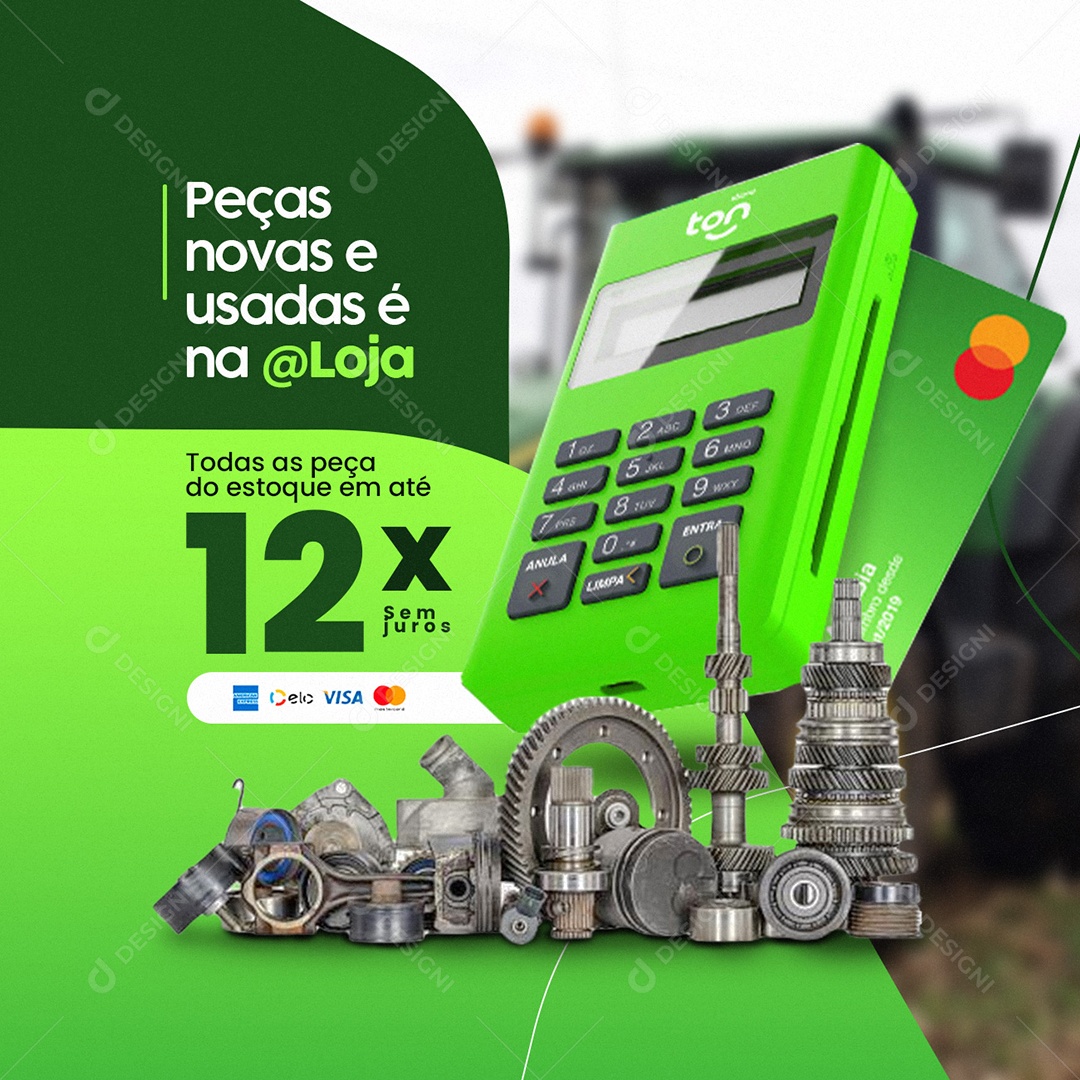 Peças Novas e Usadas é na Peças Agropecuária Social Media PSD Editável