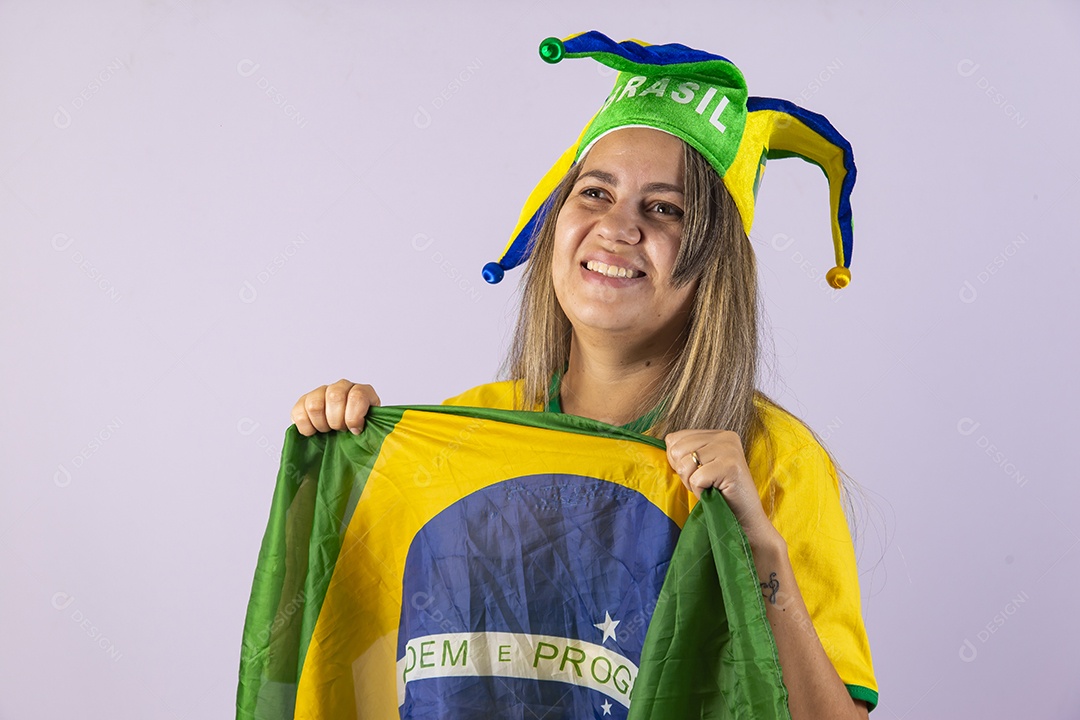 Linda Mulher jovem brasileira torcedora copa do mundo Futebol