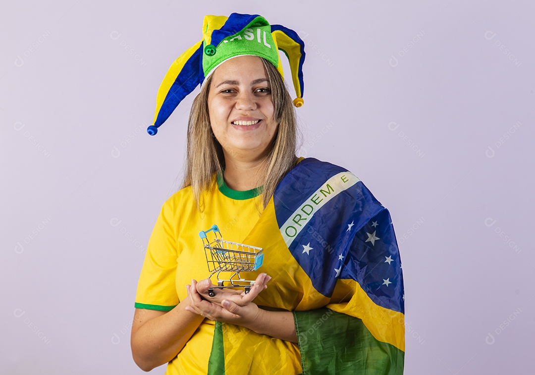 Linda Mulher jovem brasileira torcedora copa do mundo Futebol