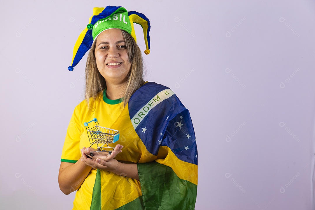Linda Mulher jovem brasileira torcedora copa do mundo Futebol