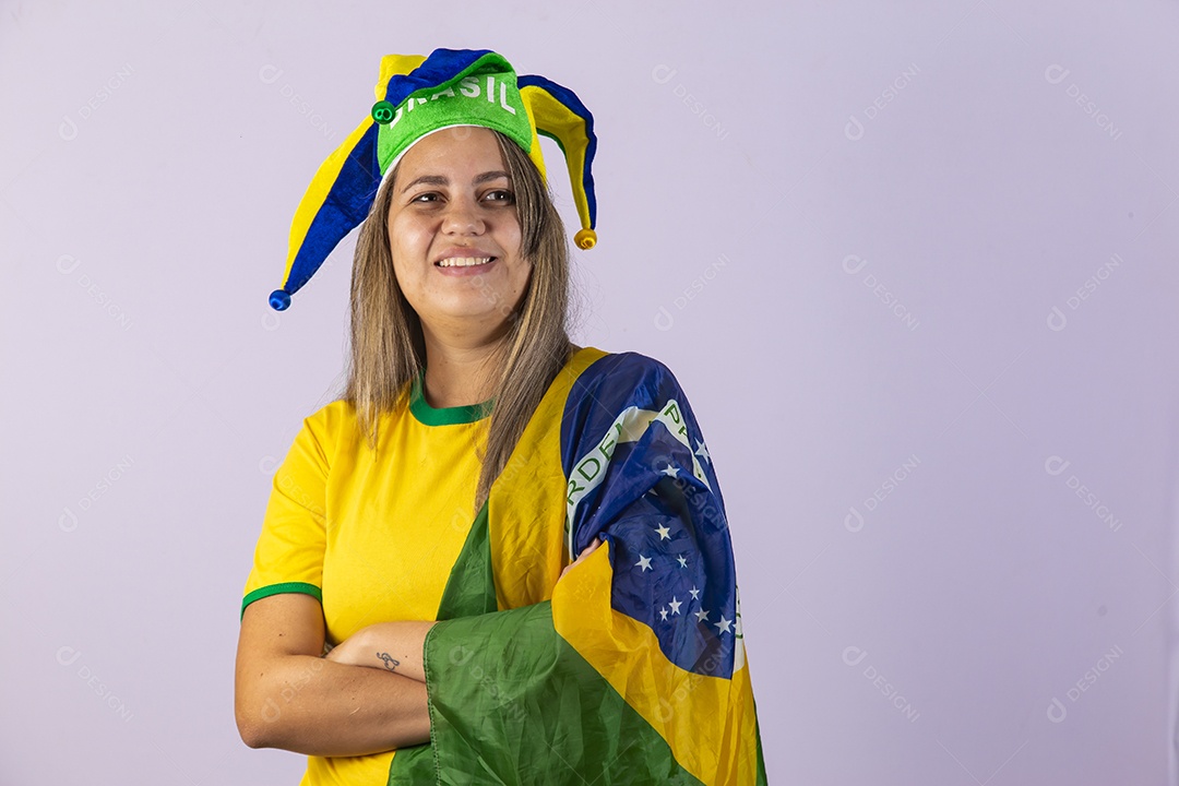 Linda Mulher jovem brasileira torcedora copa do mundo Futebol