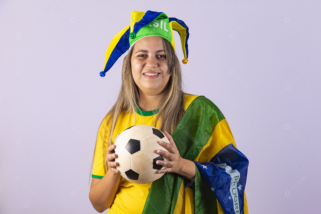 Linda Mulher jovem brasileira torcedora copa do mundo Futebol