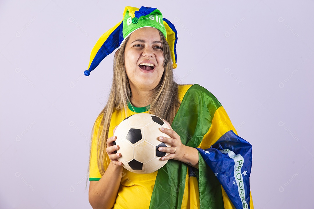 Linda Mulher jovem brasileira torcedora copa do mundo Futebol