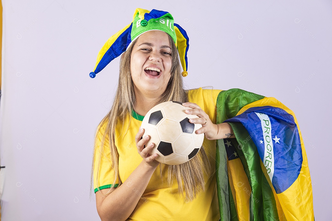 Linda Mulher jovem brasileira torcedora copa do mundo Futebol