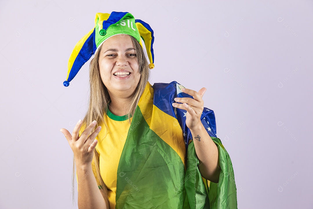 Linda Mulher jovem brasileira torcedora copa do mundo Futebol