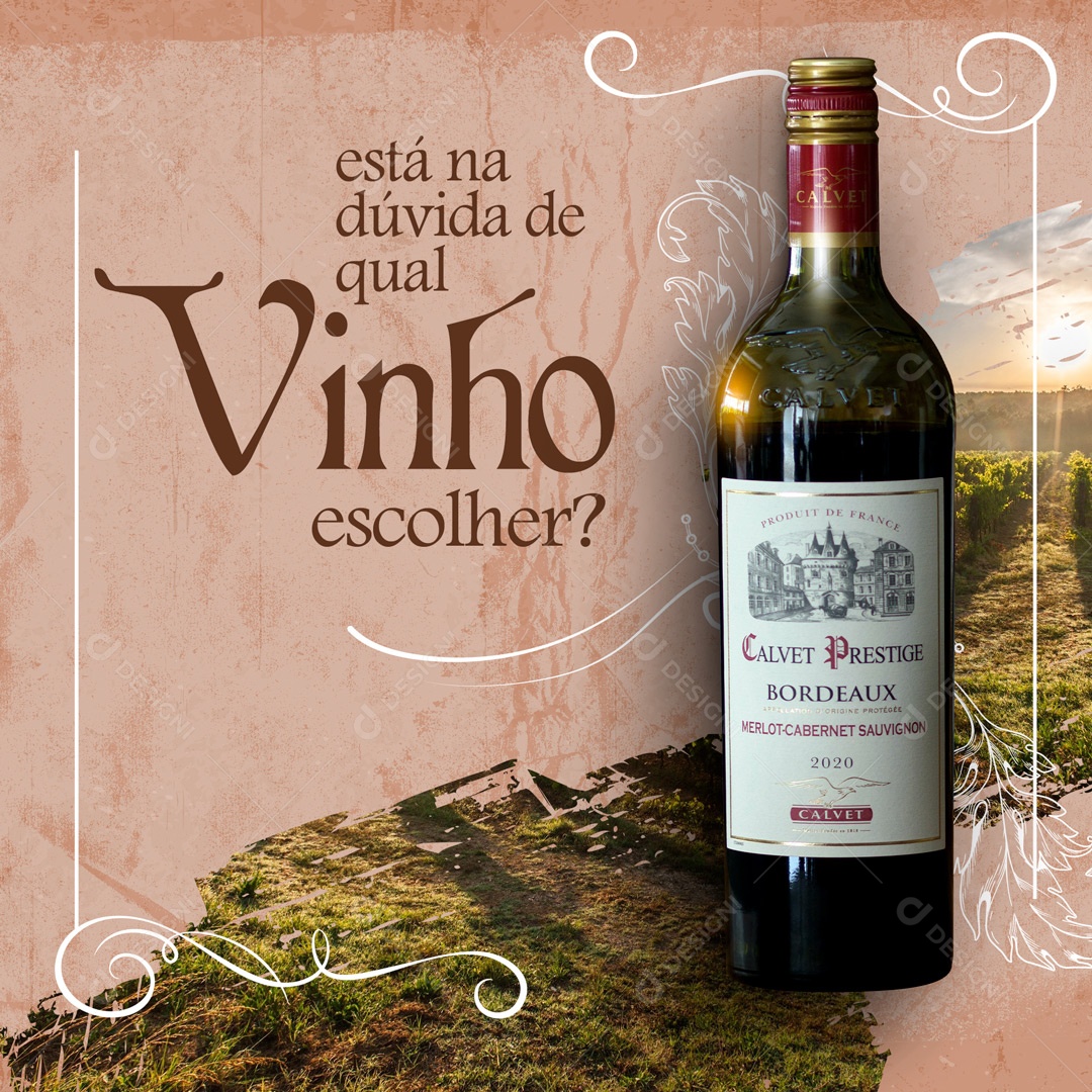 Está na Dúvida de Qual Vinho Escolher? Casa do Vinho Social Media PSD Editável
