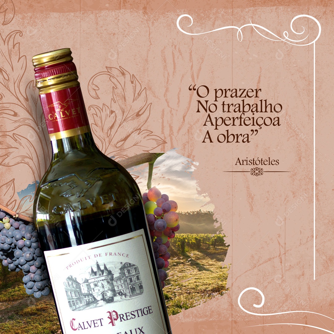 O Prazer No Trabalho Aperfeiçoa a Obra Casa de Vinho Social Media PSD Editável