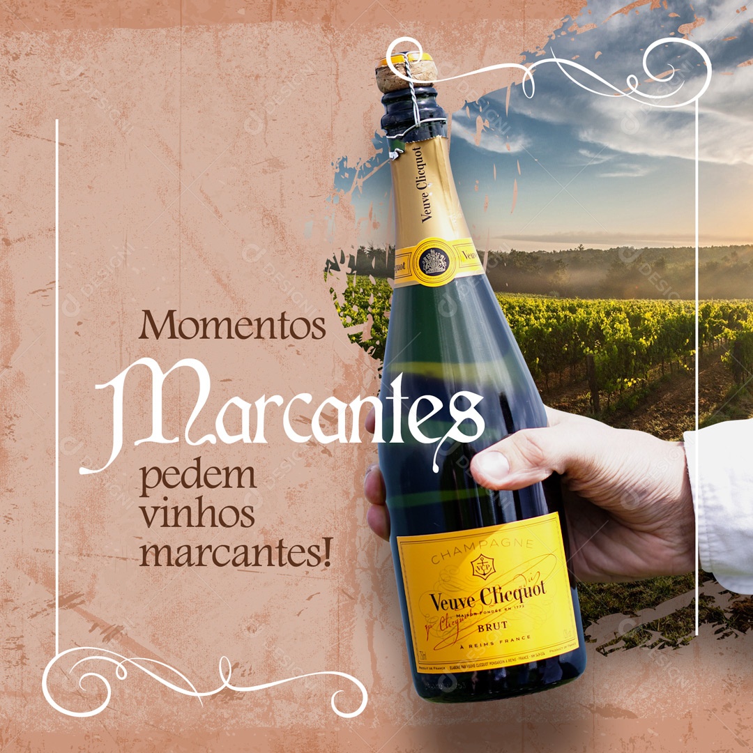 Momentos Marcantes Pedem Vinhos Marcantes! Casa de Vinhos Social Media PSD Editável