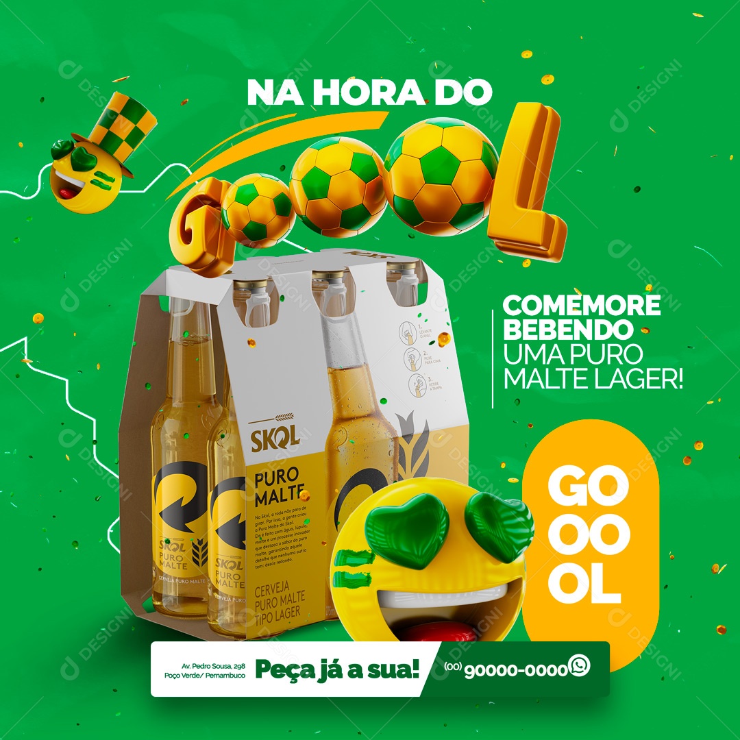 Comemore Bebendo um Puro Malte Lager Distribuidora de Bebidas Social Media PSD Editável