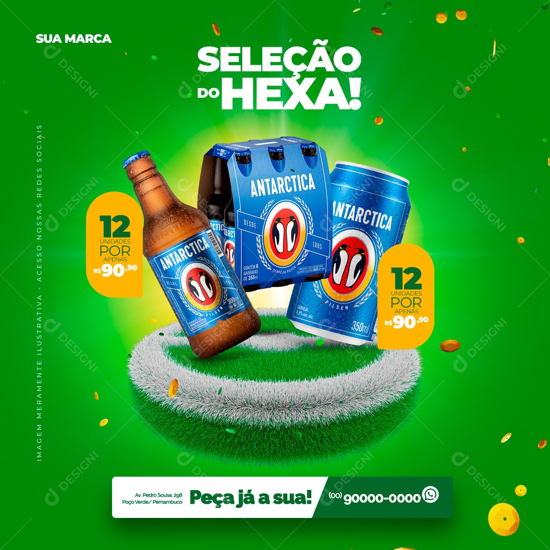 Selection of Hexa Cerveja Antarctica Beverage Distributor Social Media Editable PSD