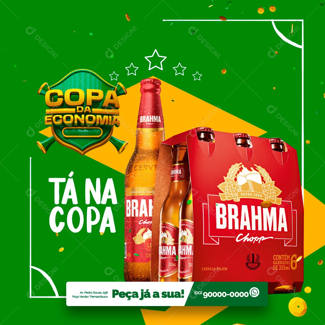 Copa da Economia Brahma Chopp Tá na Copa Distribuidora de Bebidas Social Media PSD Editável