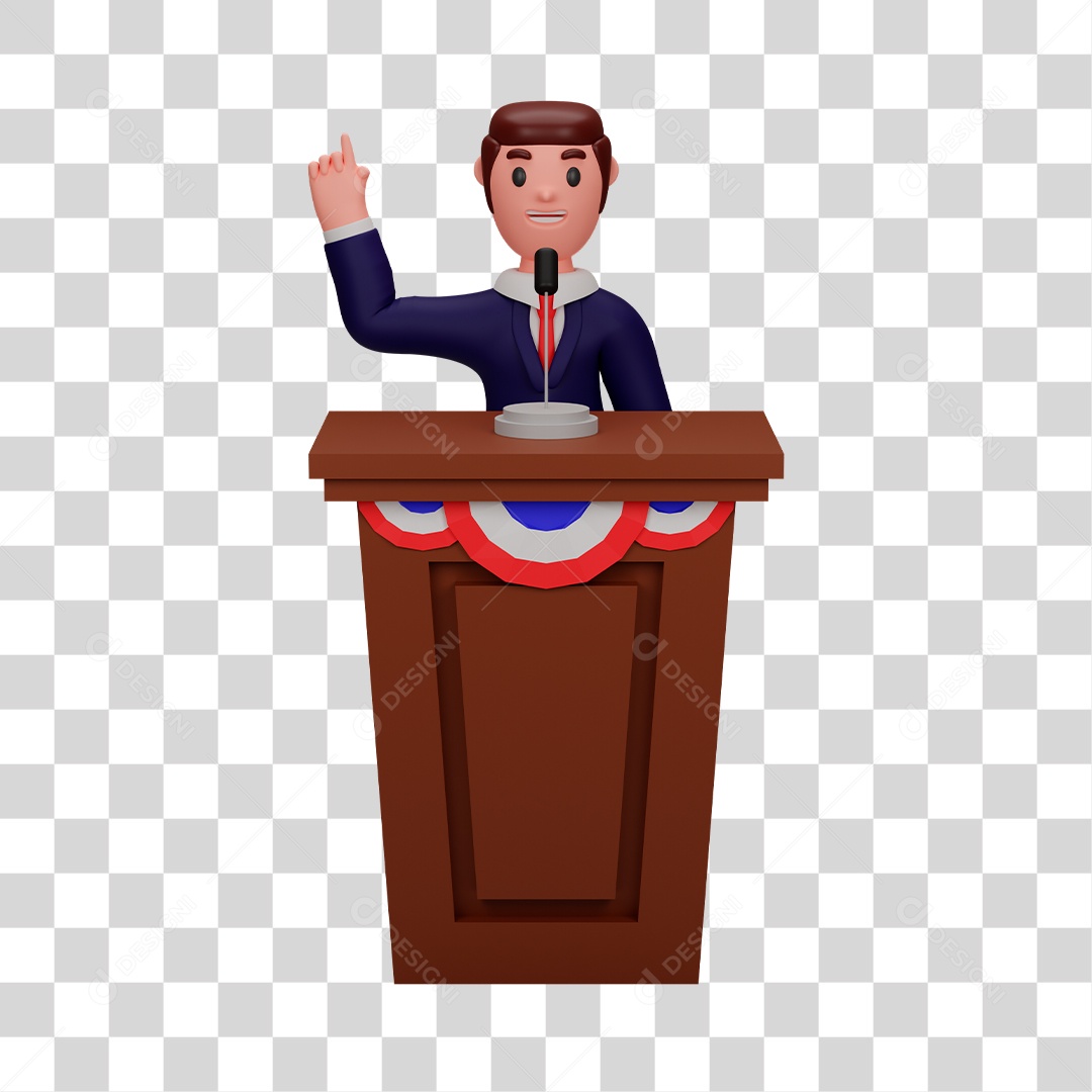 Personagem de Política Fazendo Discurso Elemento 3D PNG Transparente