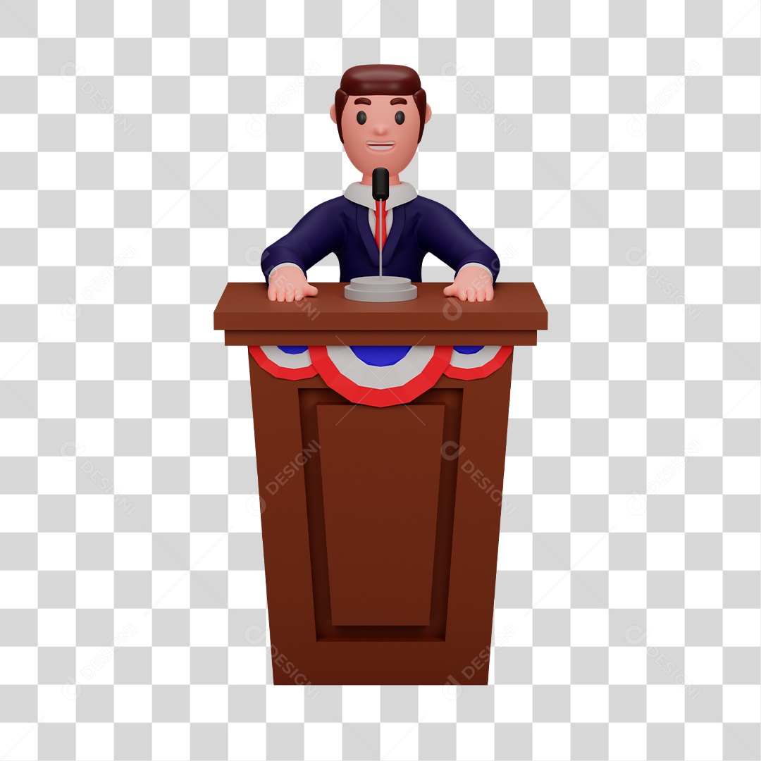 Personagem de Política Fazendo Discurso Elemento 3D PNG Transparente