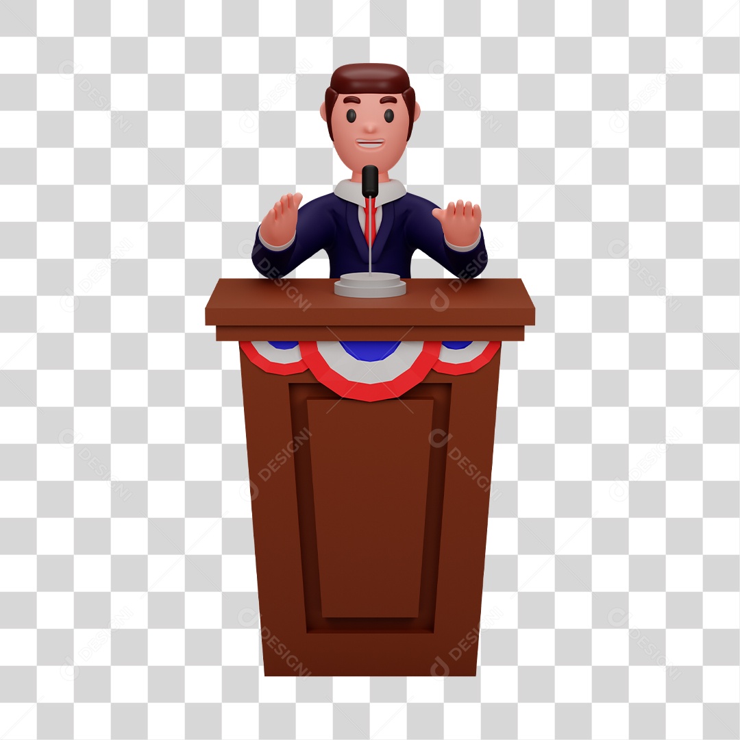 Personagem de Política Fazendo Discurso Elemento 3D PNG Transparente