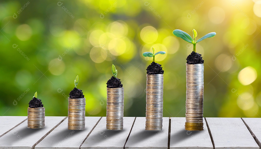 Crescimento monetário economizando dinheiro