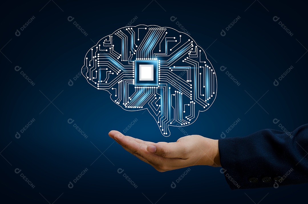 Símbolos de tecnologia da série mental assunto de ciência da computação artificial