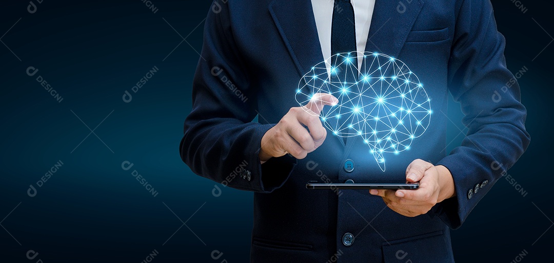 Símbolos de tecnologia da série mental assunto de ciência da computação artificial