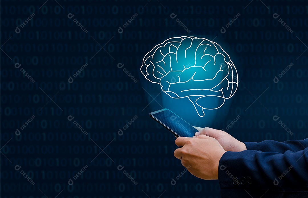 Símbolos de tecnologia da série mental assunto de ciência da computação artificial