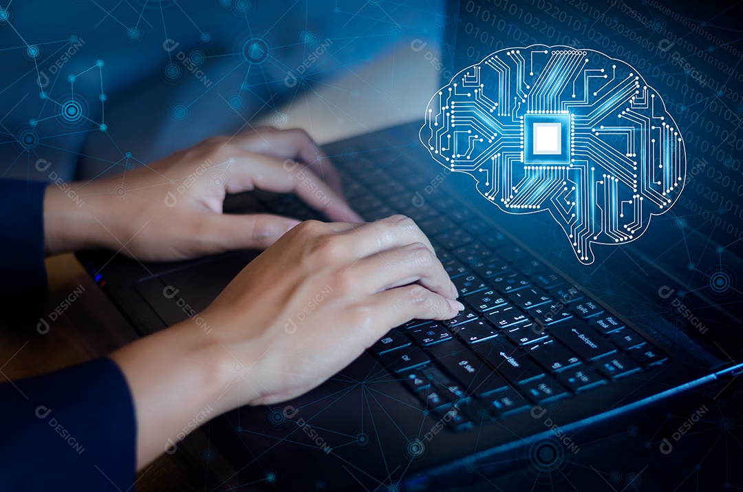 Símbolos de tecnologia da série mental assunto de ciência da computação artificial