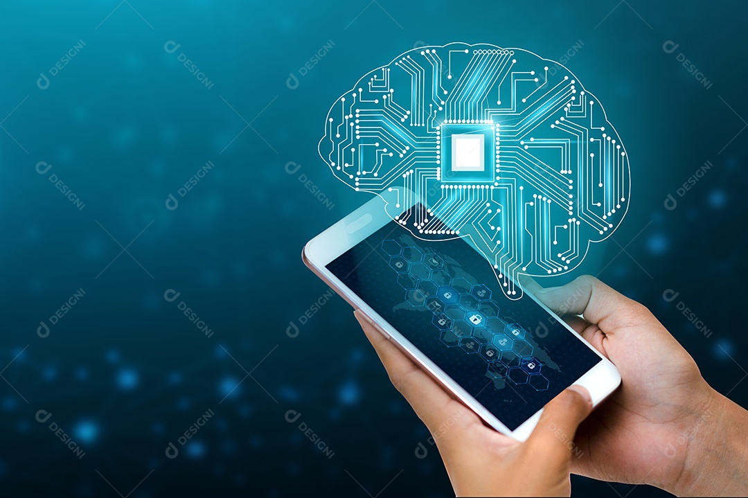 Símbolos de tecnologia da série mental assunto de ciência da computação artificial