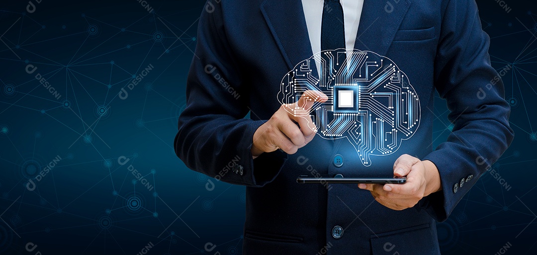 Símbolos de tecnologia da série mental assunto de ciência da computação artificial