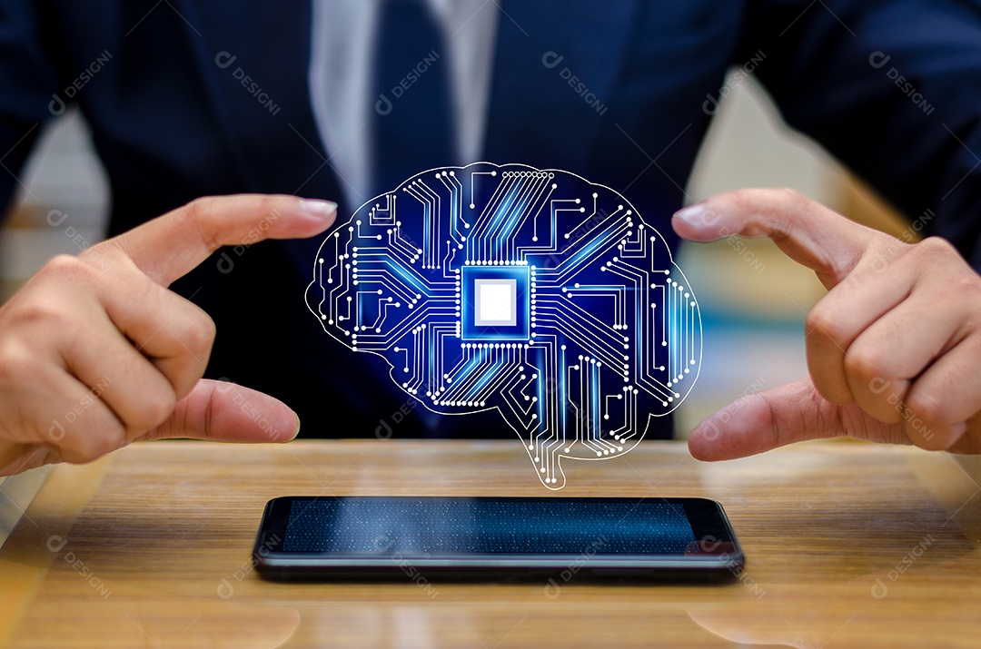 Símbolos de tecnologia da série mental assunto de ciência da computação artificial