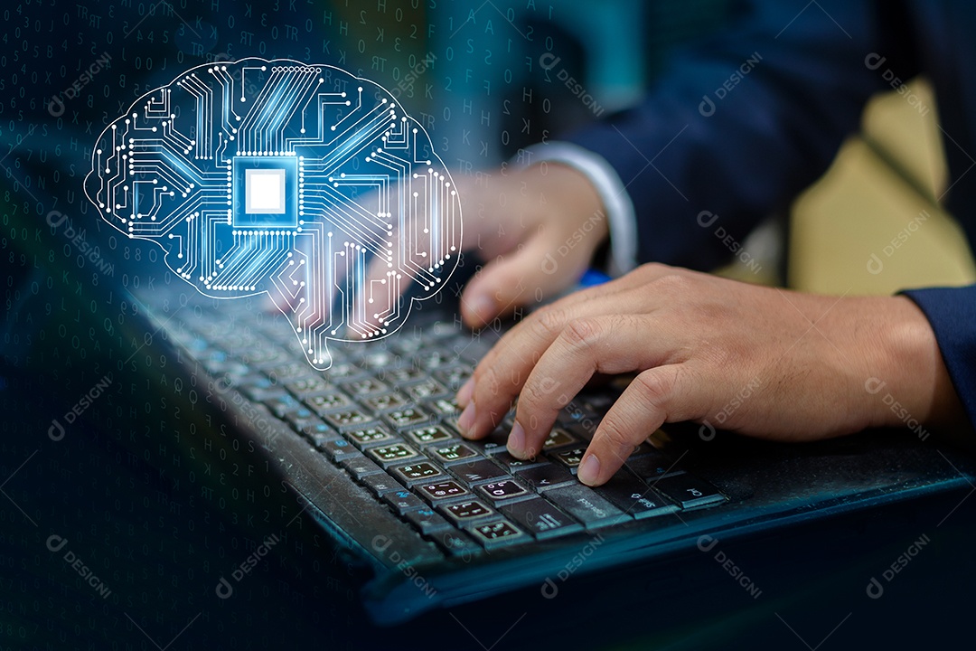 Símbolos de tecnologia da série mental assunto de ciência da computação artificial