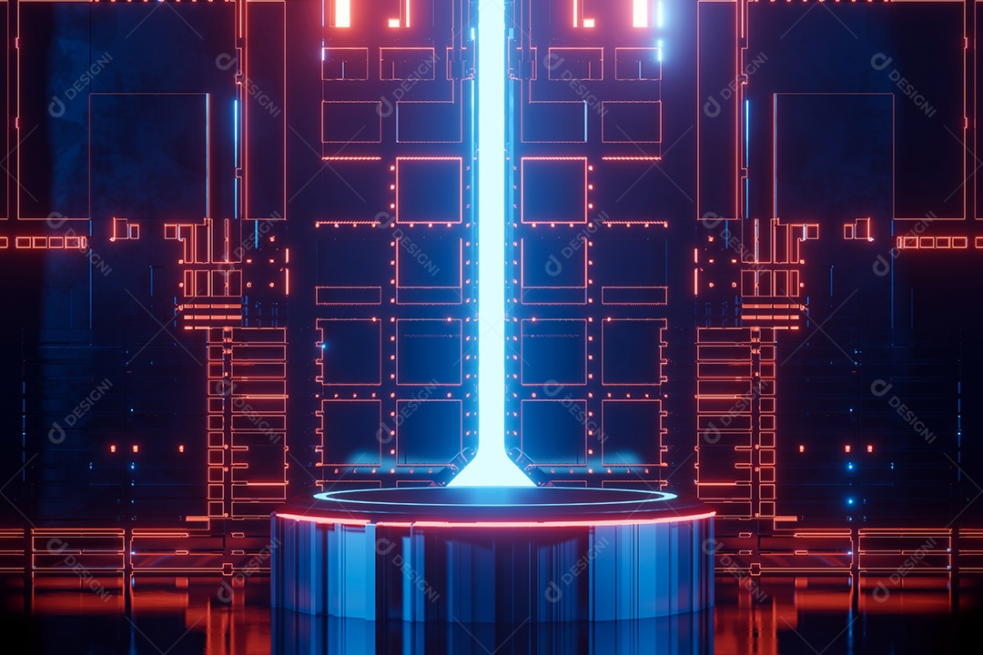 Pódio com luzes neon