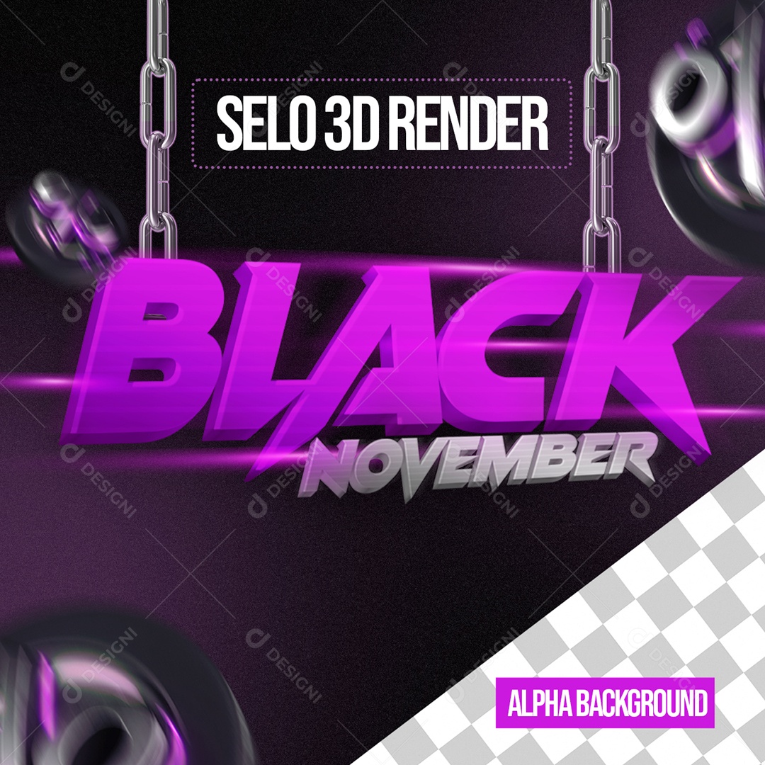 Selo 3D Para Composição Black November PSD