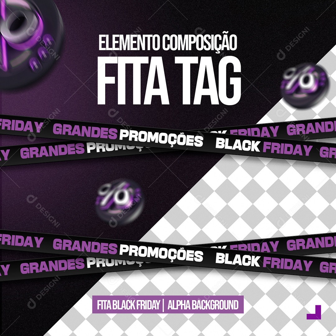 Elemento 3D Para Composição Fita Black Friday PSD